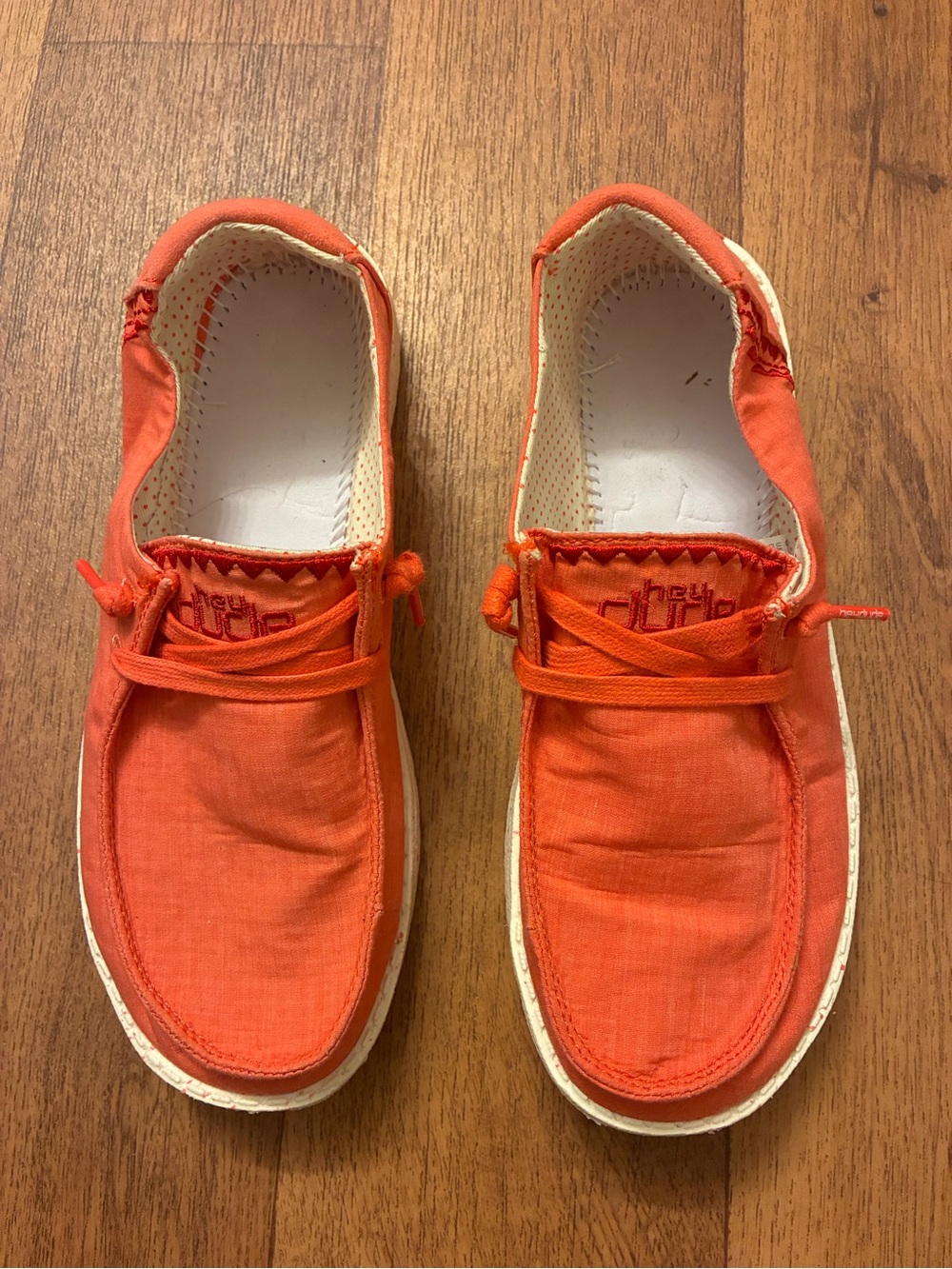 Hey Dude Bright Orange women’s Slip-On Canvas Loafers
